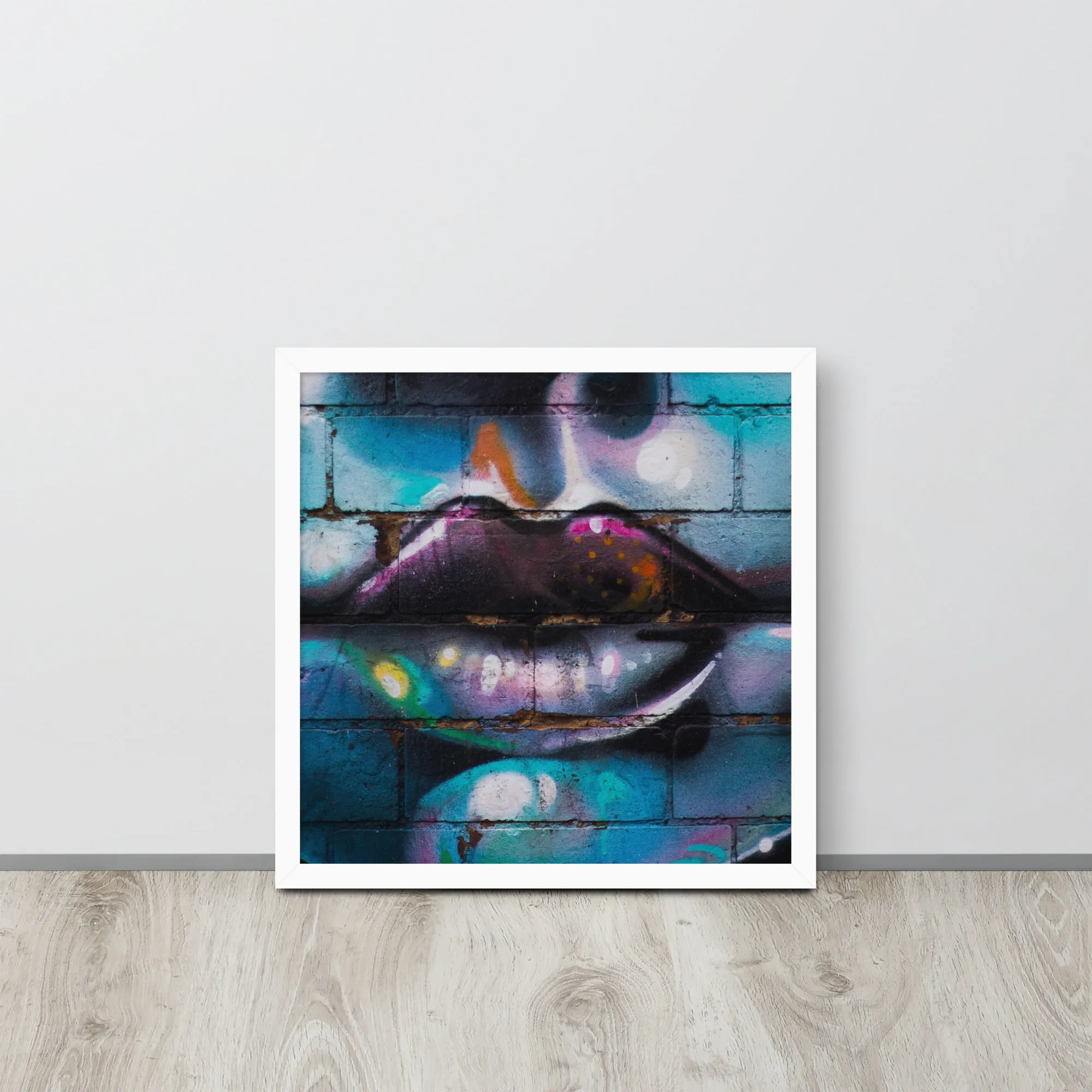 Colorful Graffiti Lips Framed poster