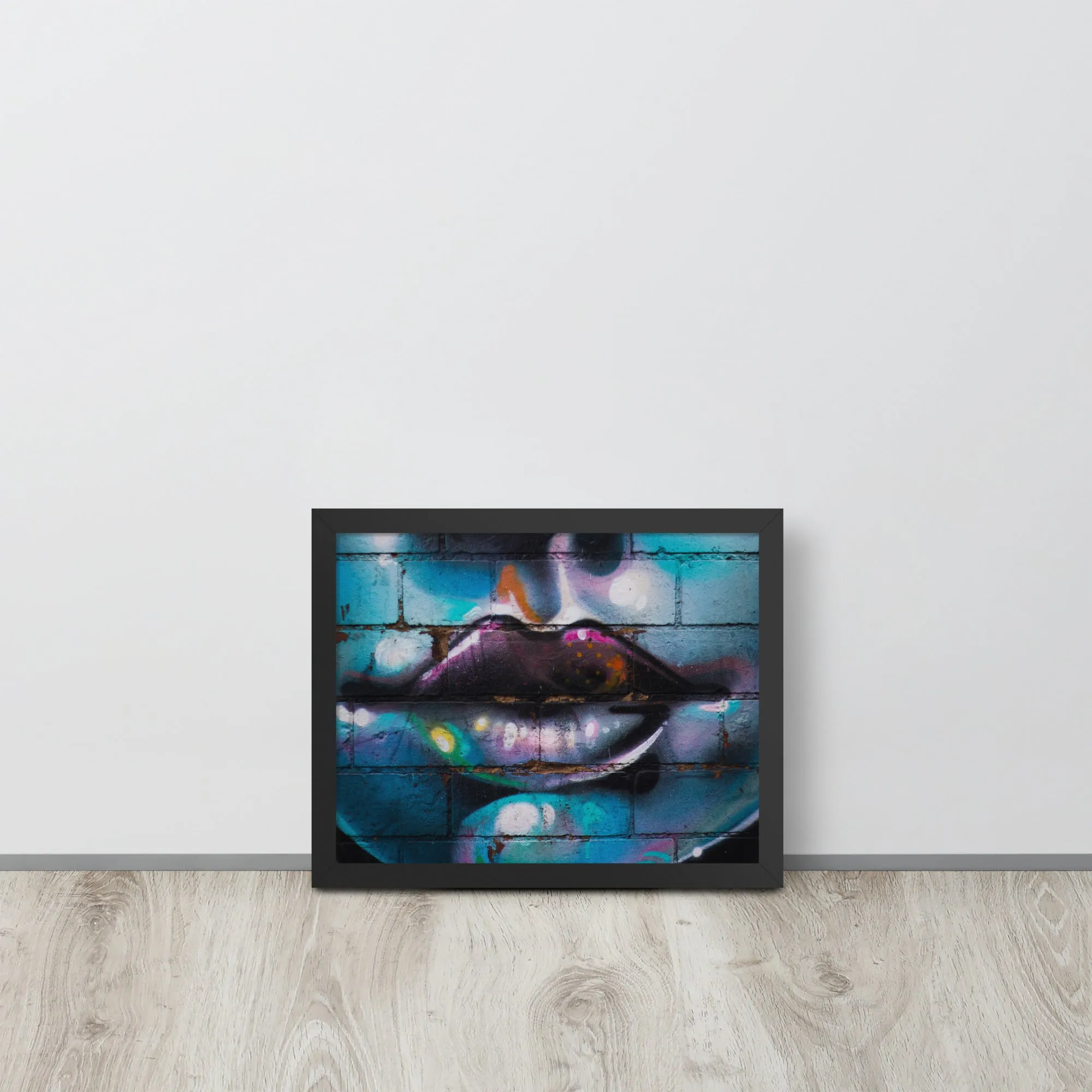 Colorful Graffiti Lips Framed poster