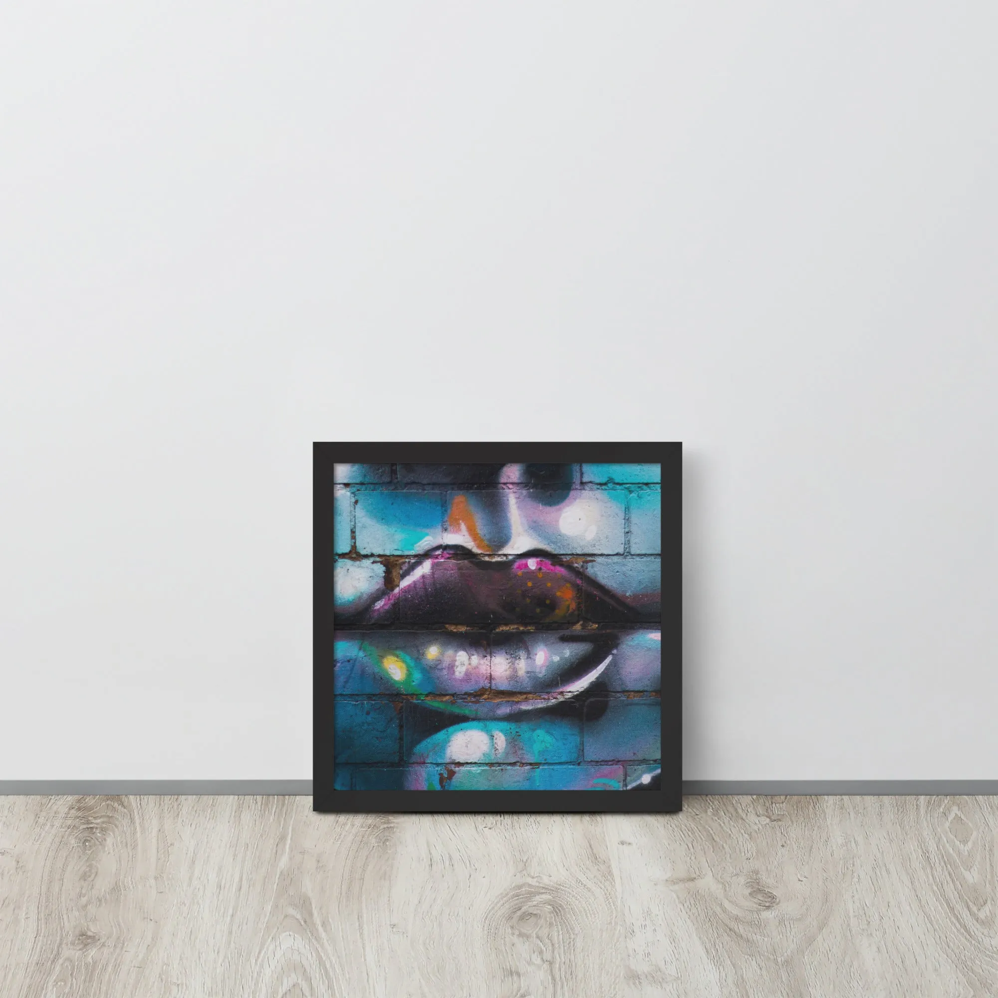 Colorful Graffiti Lips Framed poster