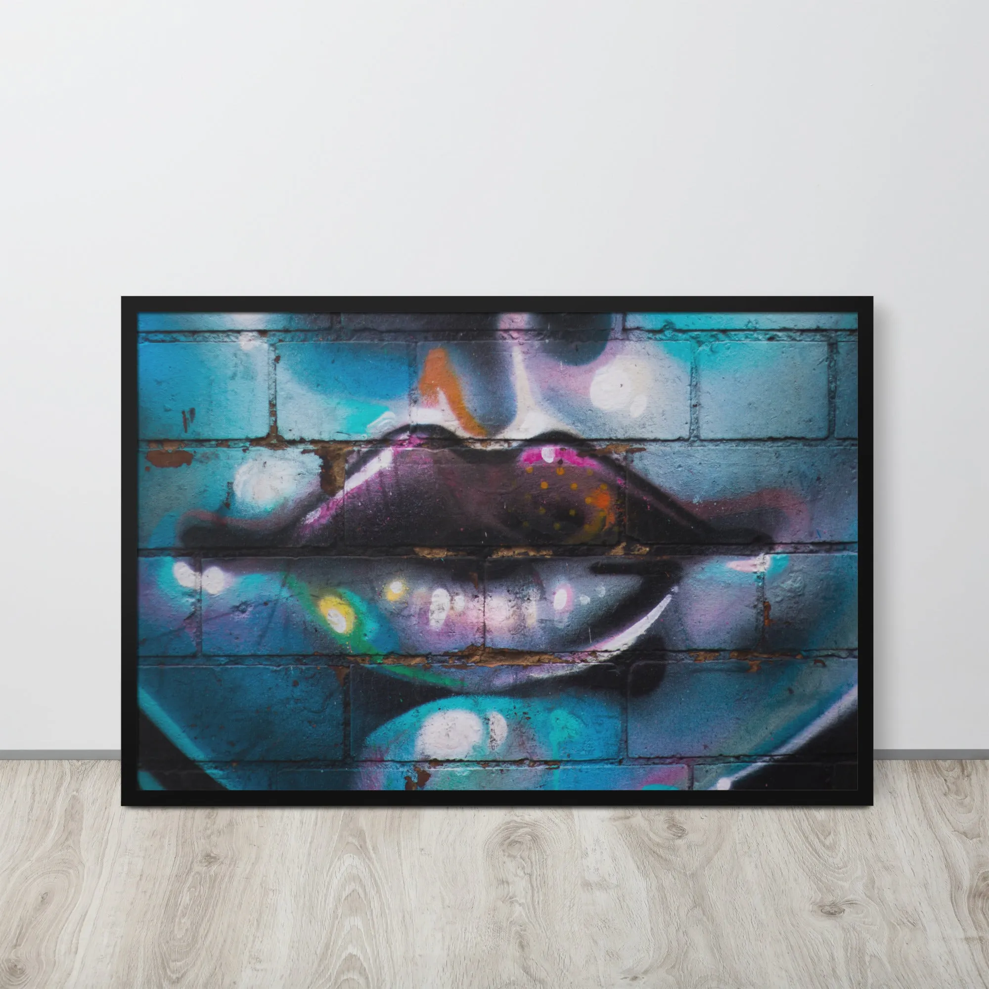 Colorful Graffiti Lips Framed poster