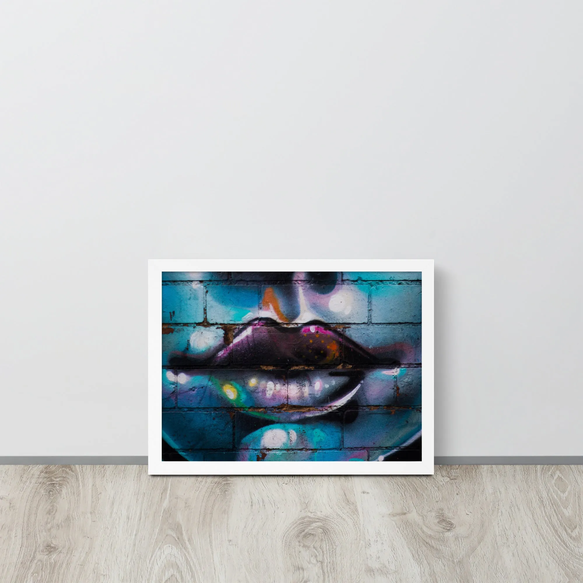 Colorful Graffiti Lips Framed poster