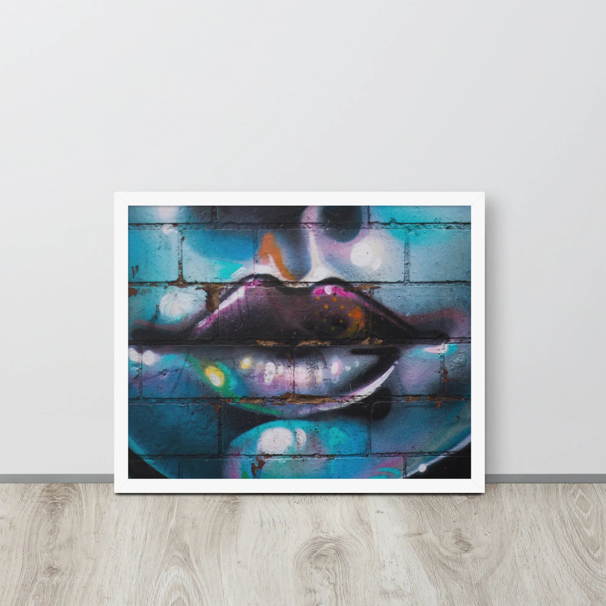 Colorful Graffiti Lips Framed poster