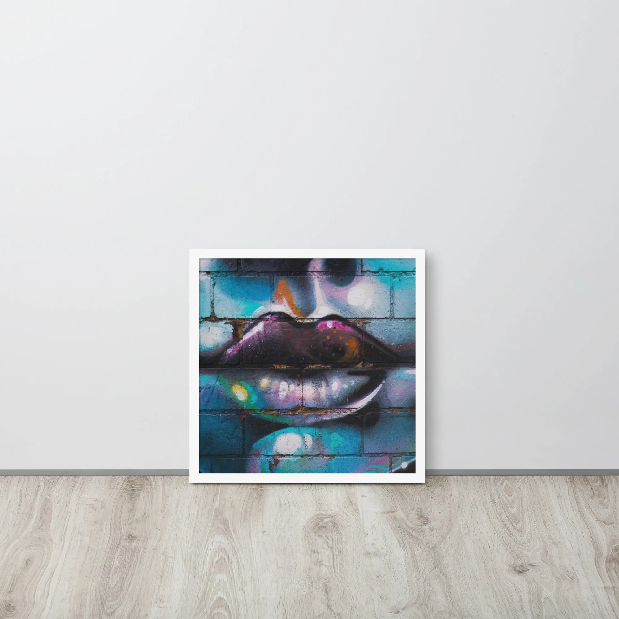 Colorful Graffiti Lips Framed poster