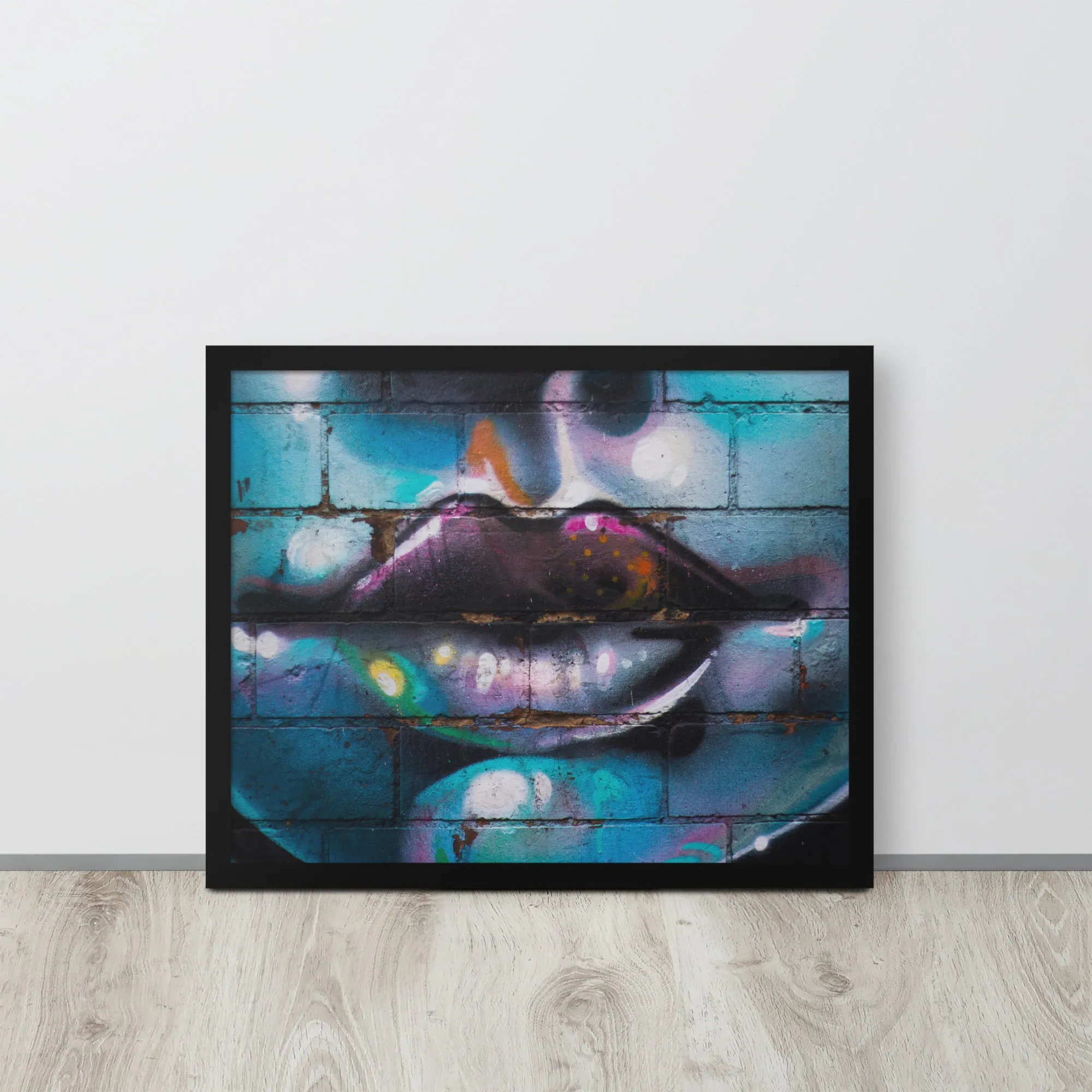 Colorful Graffiti Lips Framed poster