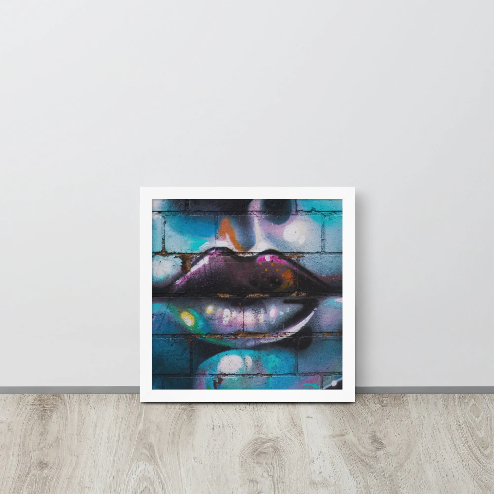 Colorful Graffiti Lips Framed poster