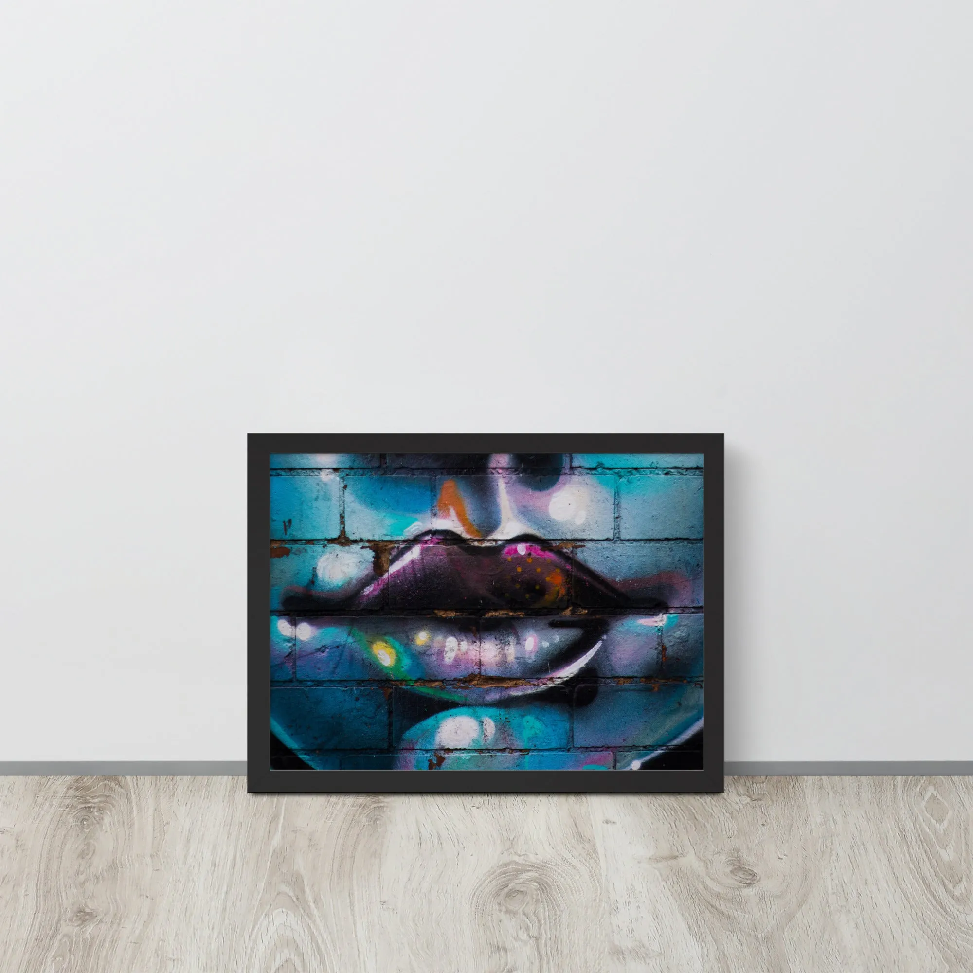 Colorful Graffiti Lips Framed poster