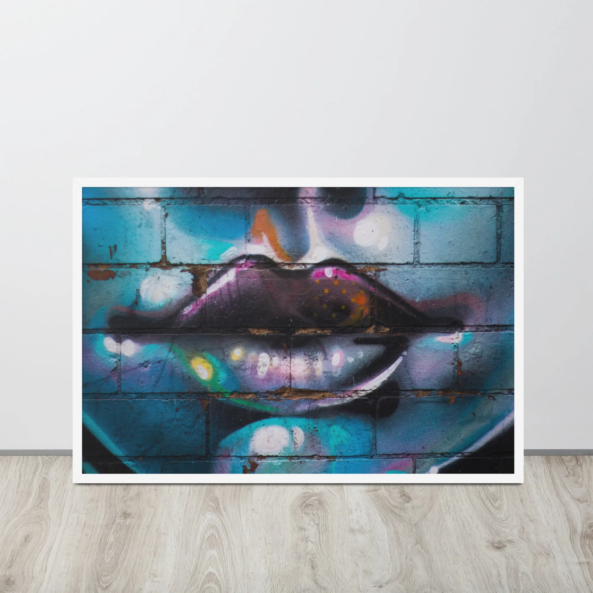 Colorful Graffiti Lips Framed poster