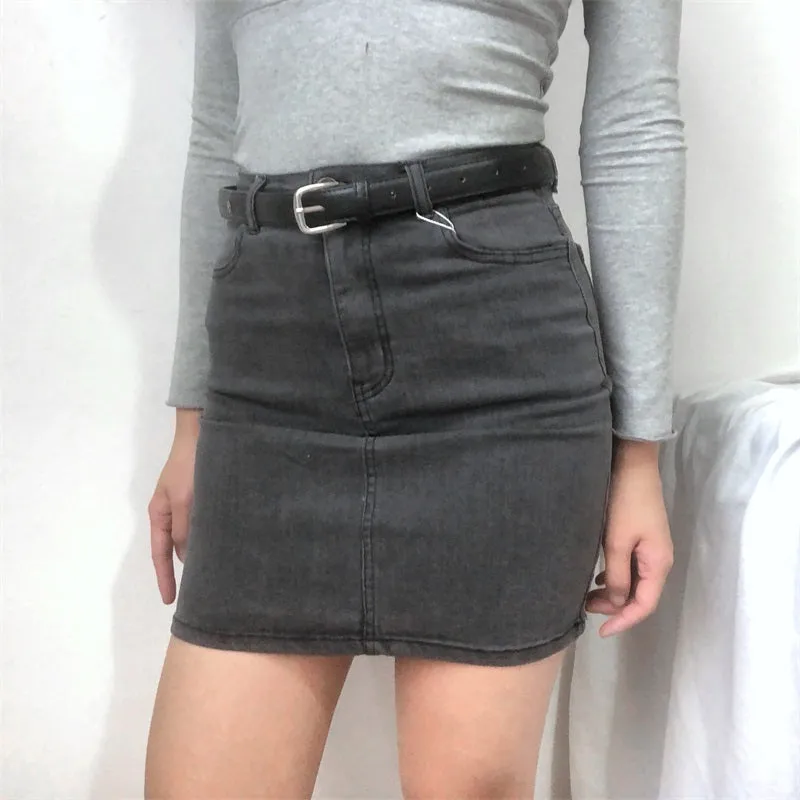 deanwangkt - Retro High-Waisted Denim Skirt