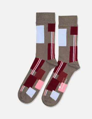 Democratique x YEESPREE Originals Patchwork Socks - Army/RedWine/Skin/Rust