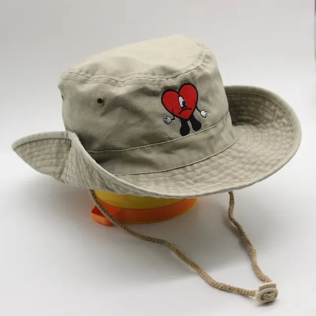 Denim Bucket Hat Foldable Embroidered Pot Hat