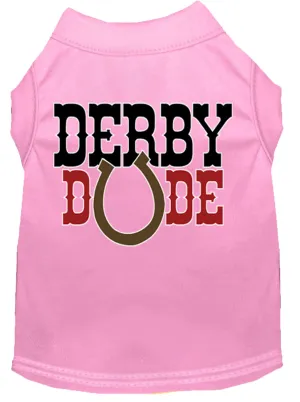 Derby Dude Screen Print Dog Shirt Light Pink Med