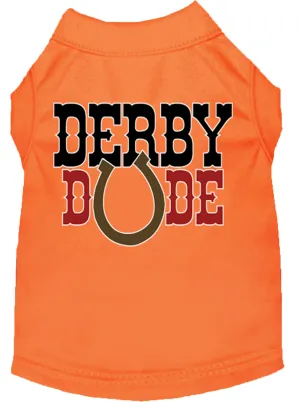 Derby Dude Screen Print Dog Shirt Orange Xl