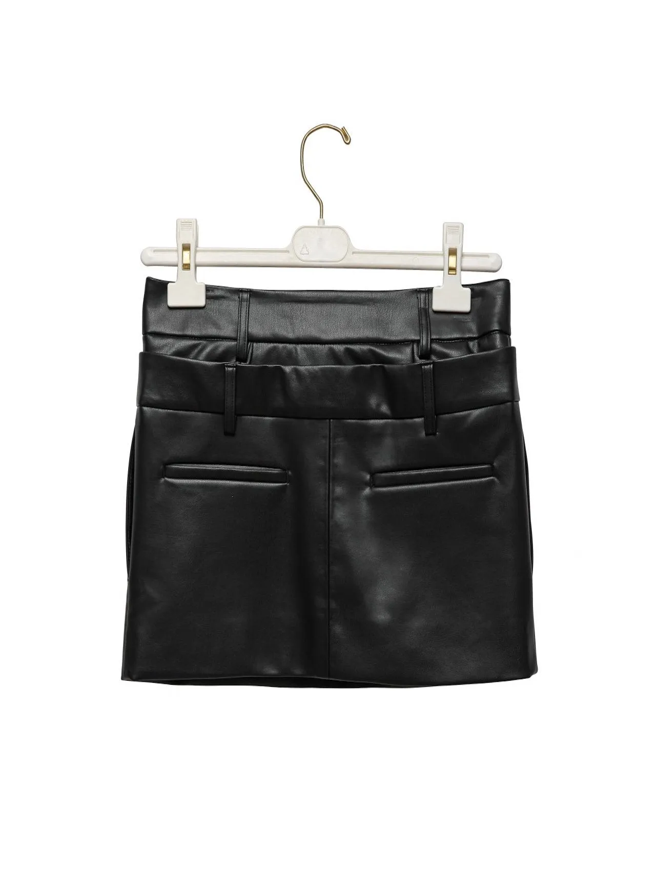 DOUBLE LOW WAIST VEGAN LEATHER SKIRT