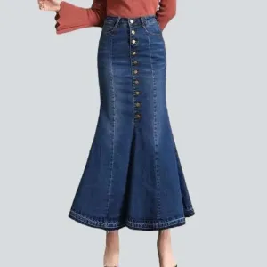 Fishtail jeans skirt with buttons