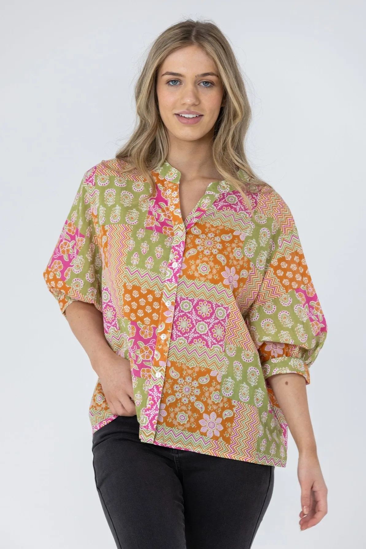 LILY BLOUSE - Multi Orange