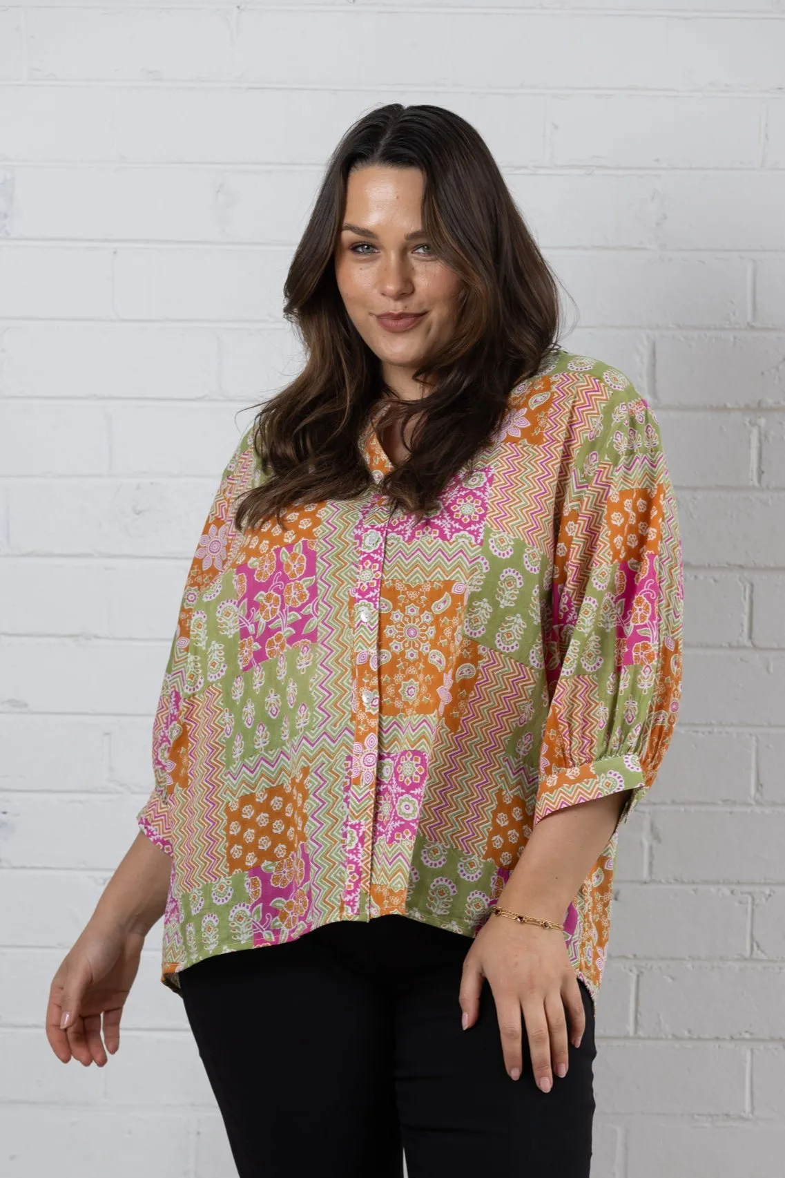 LILY BLOUSE - Multi Orange