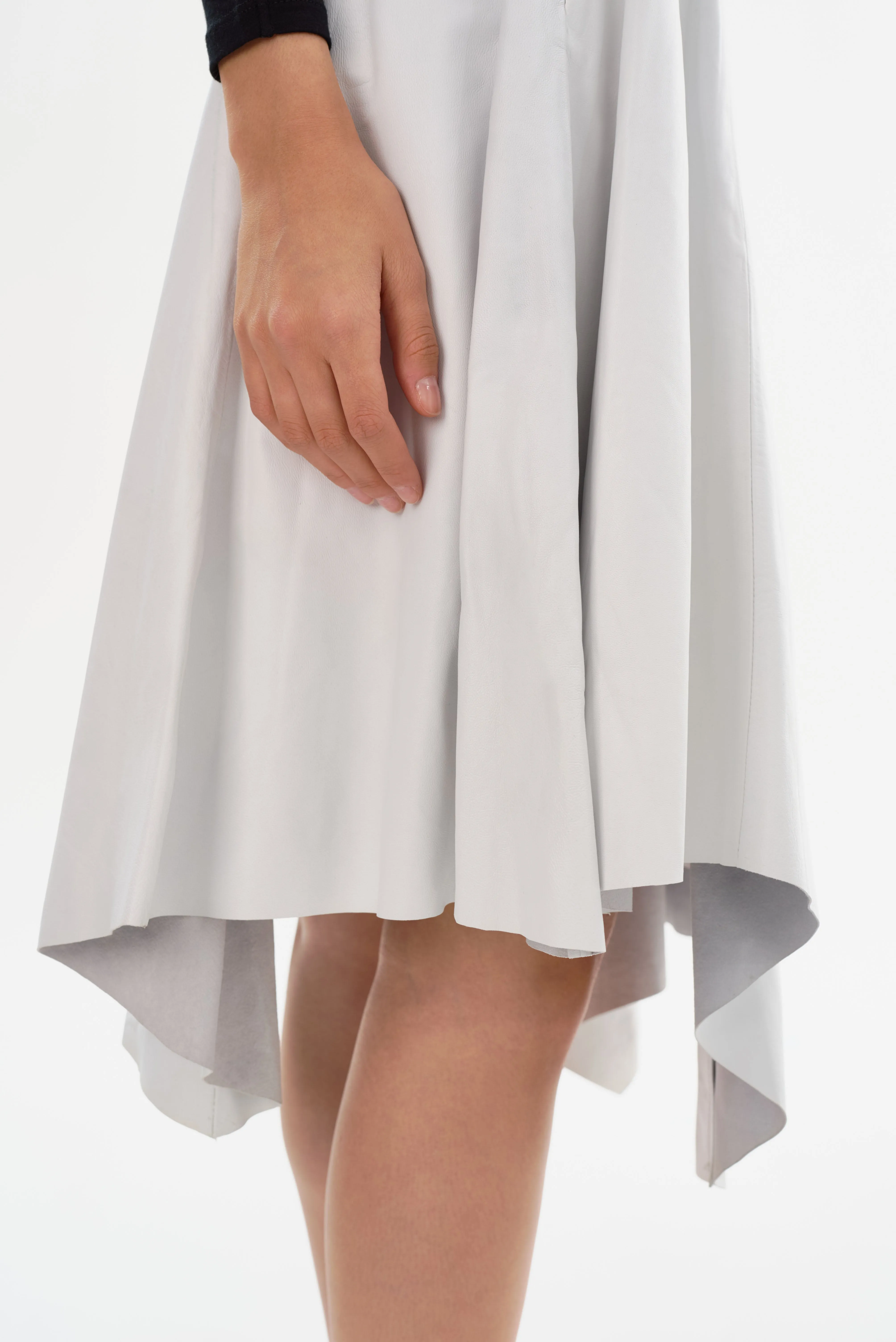 LORDA | Asymmetric Snap-Front Leather Skirt