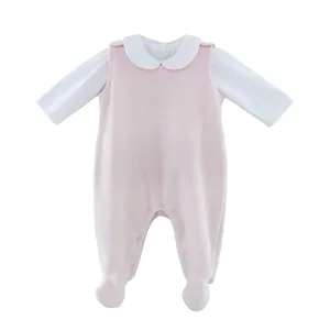 Lyda Baby Velour Collection Footie W/White Knit Shirt (Overalls) PL430V 5007