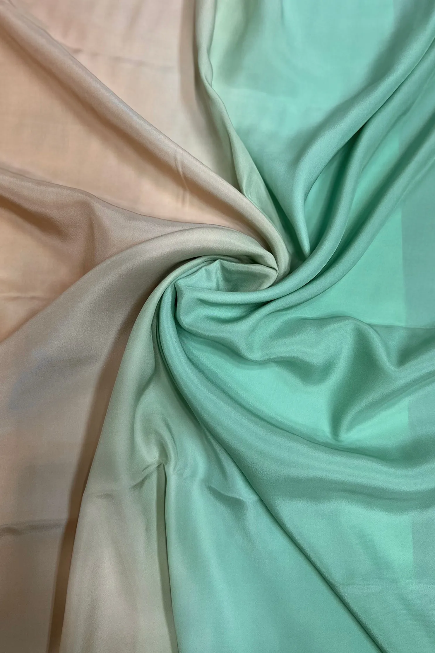 Mellow Buff/Neptune Green Satin Crepe