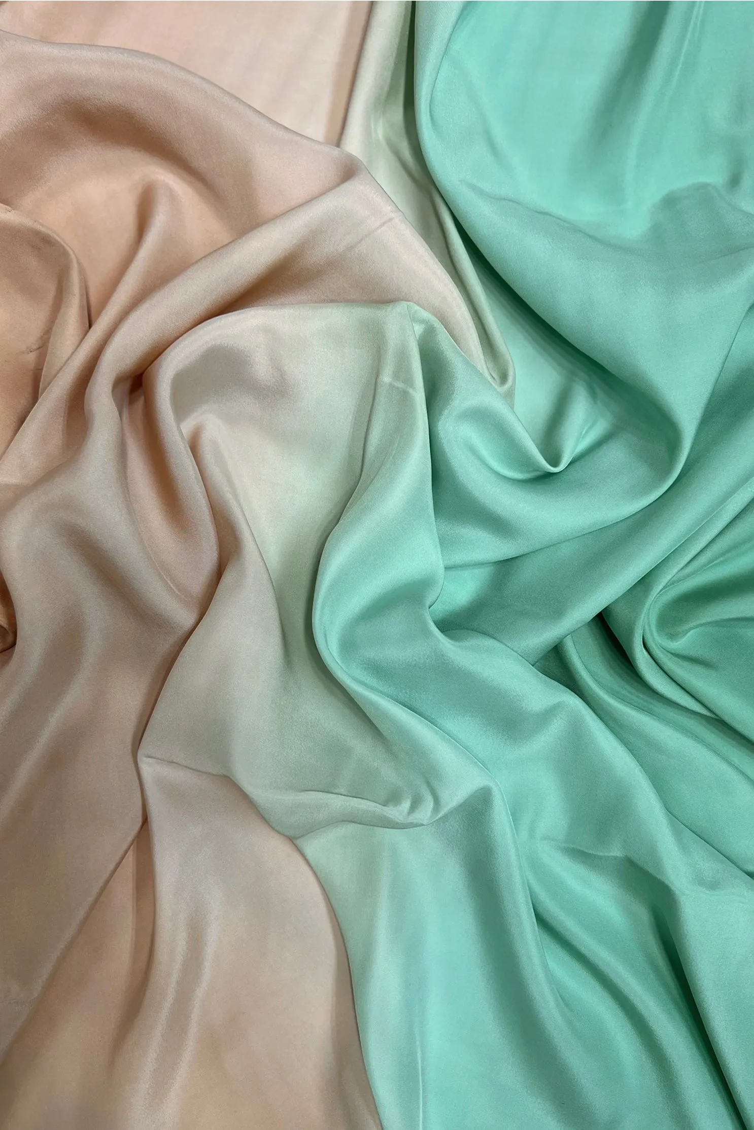 Mellow Buff/Neptune Green Satin Crepe