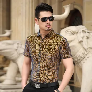 Men Silk velvet shirt Summer Men