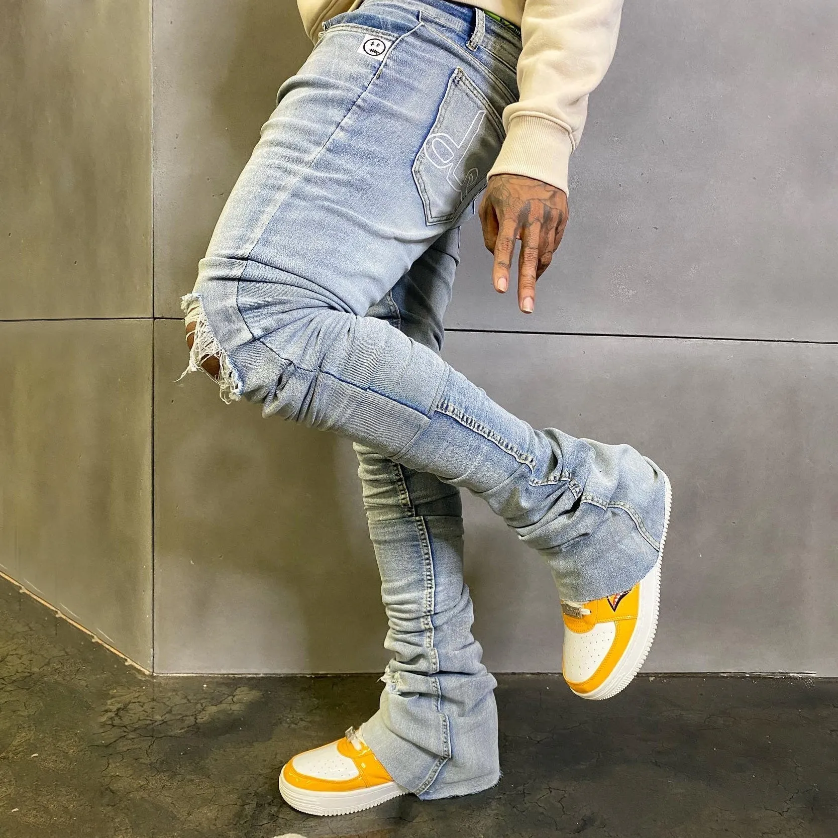 Men's personality street style ripped jeans