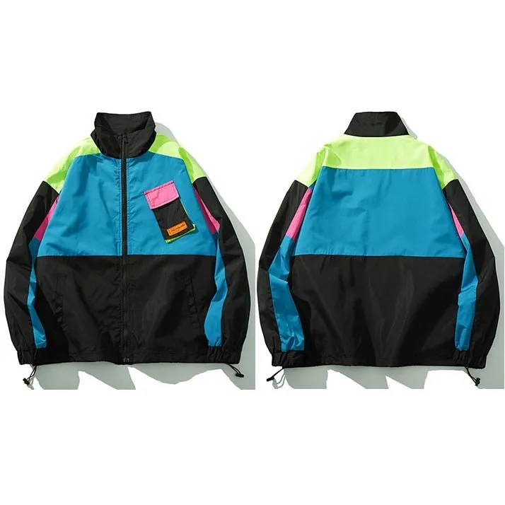 Men's Retro Color Block Patchwork Harajuku Jacket