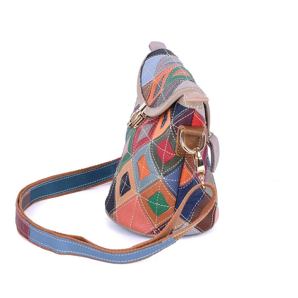 Multicolor Patchwork Leather Crossbody Bag | Unique NZ Style