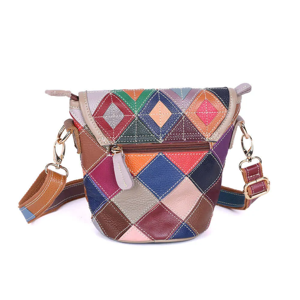 Multicolor Patchwork Leather Crossbody Bag | Unique NZ Style