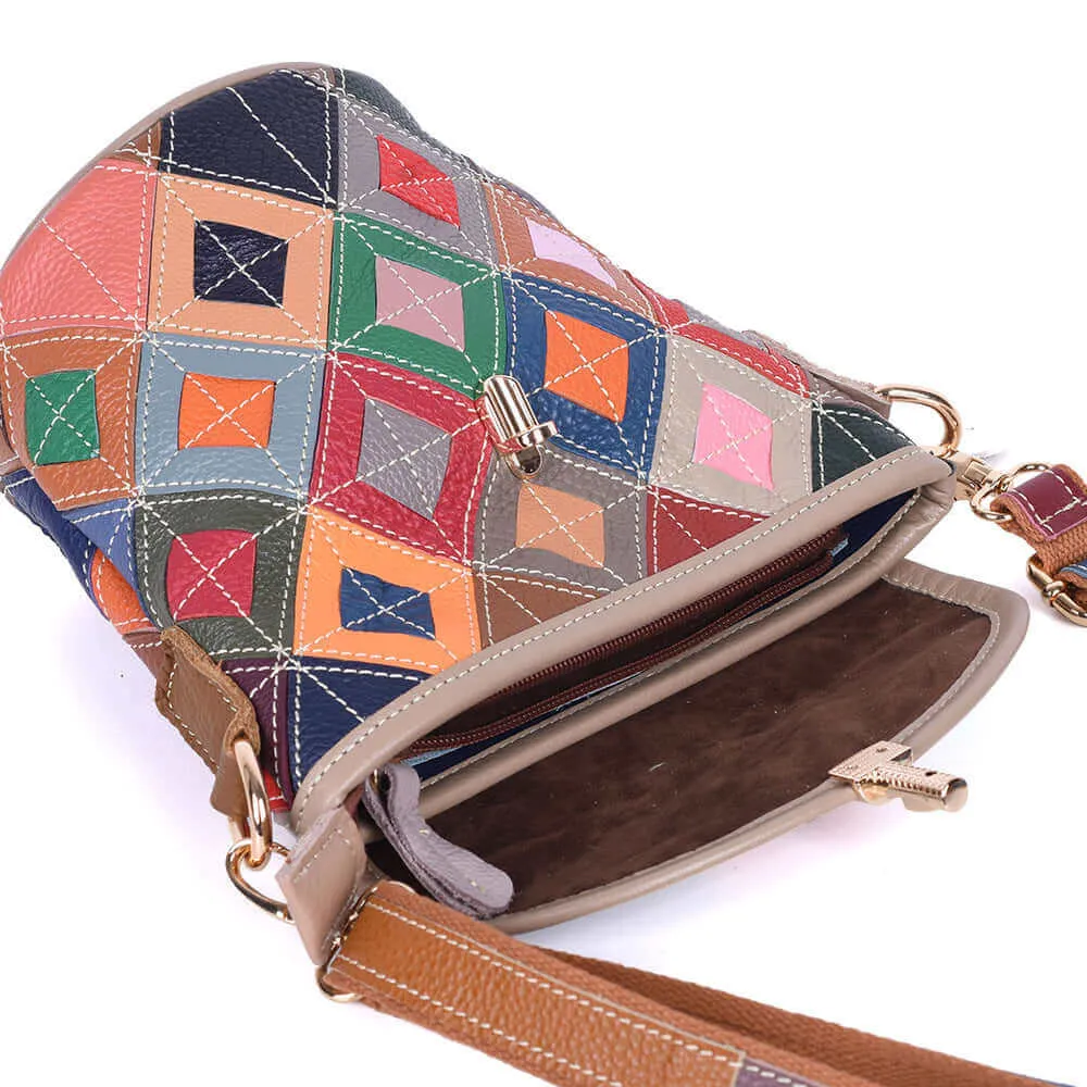 Multicolor Patchwork Leather Crossbody Bag | Unique NZ Style