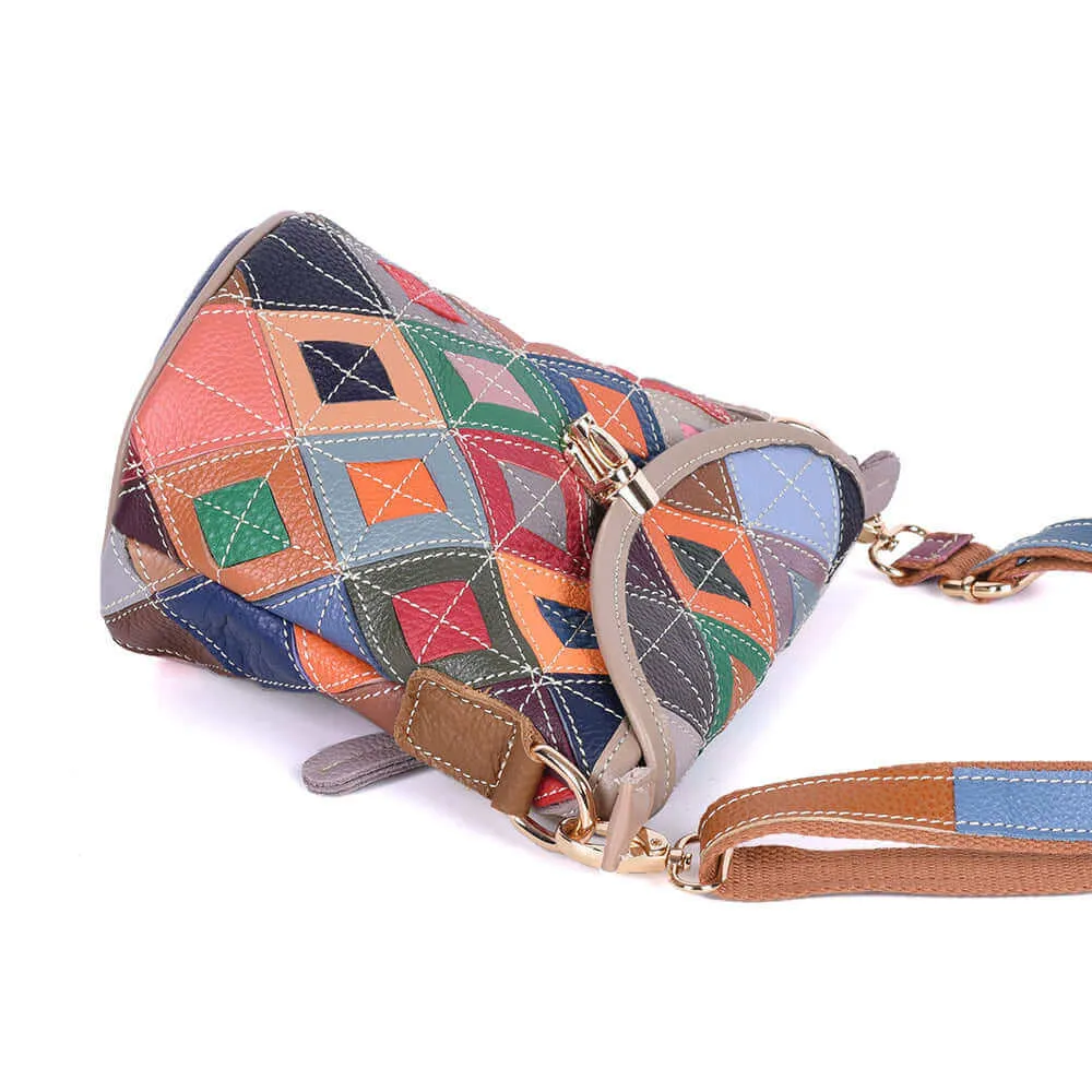 Multicolor Patchwork Leather Crossbody Bag | Unique NZ Style