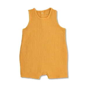 Muslin Sleeveless Coverall - Mustard