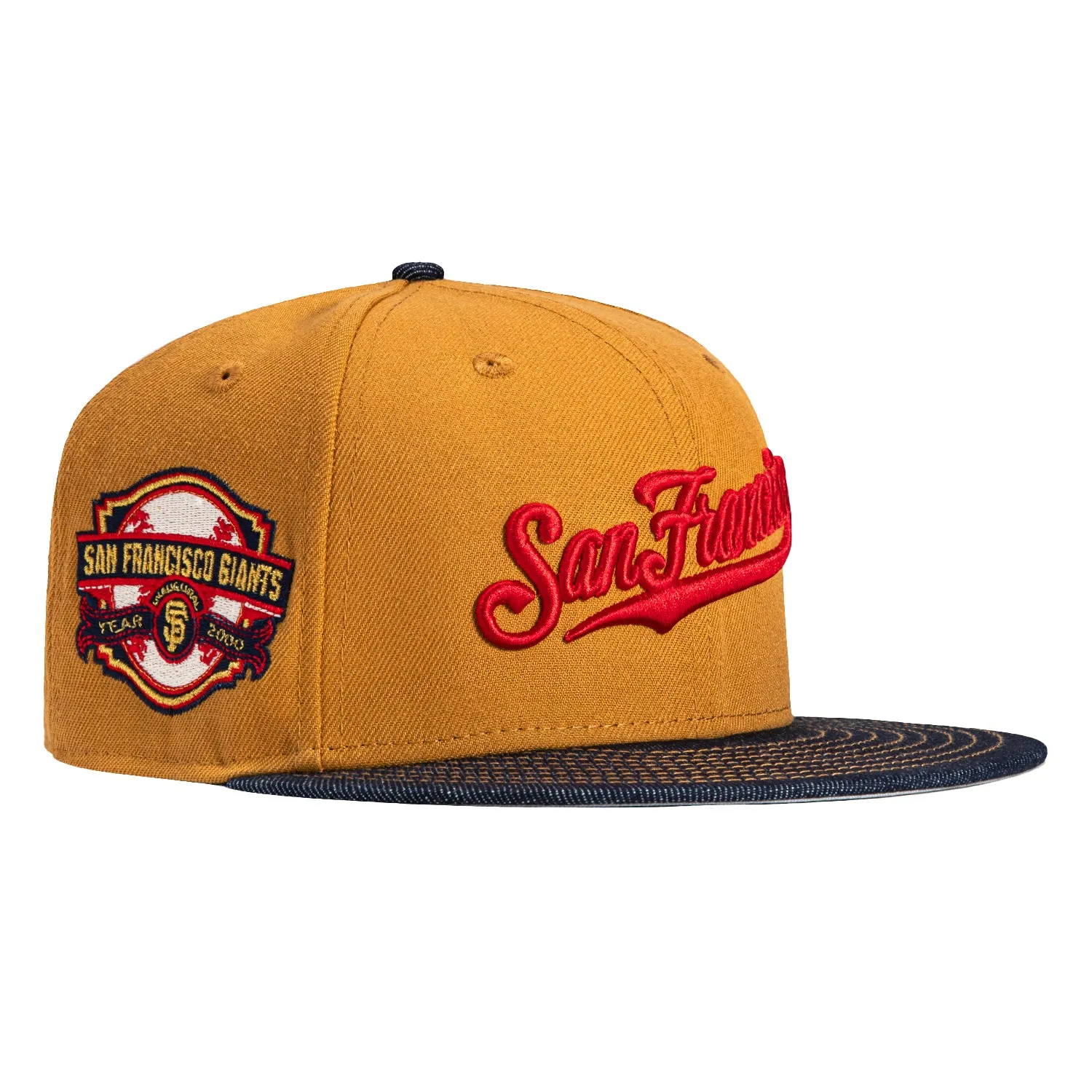 New Era 59Fifty San Francisco Giants 2000 Inaugural Patch Script Hat - Khaki, Denim