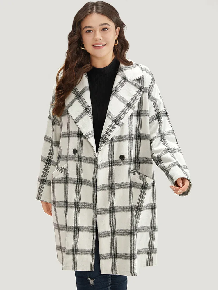 Plaid Lapel Collar Button Up Coat