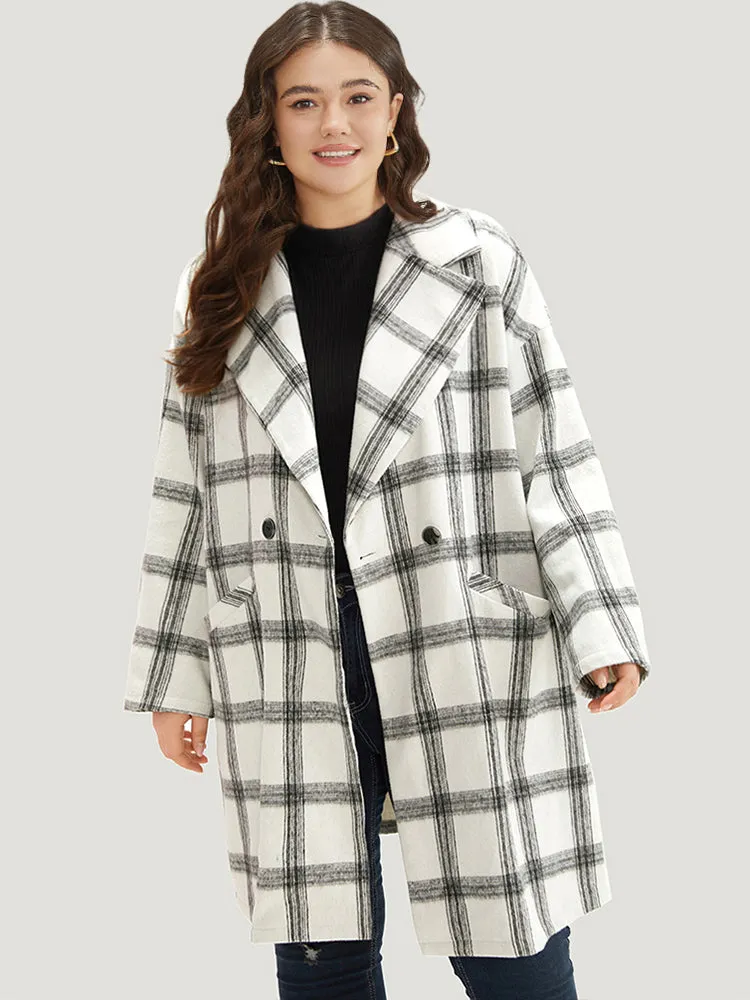 Plaid Lapel Collar Button Up Coat