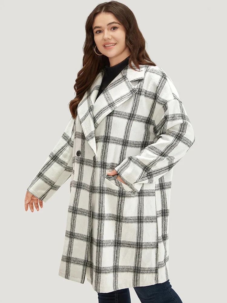 Plaid Lapel Collar Button Up Coat