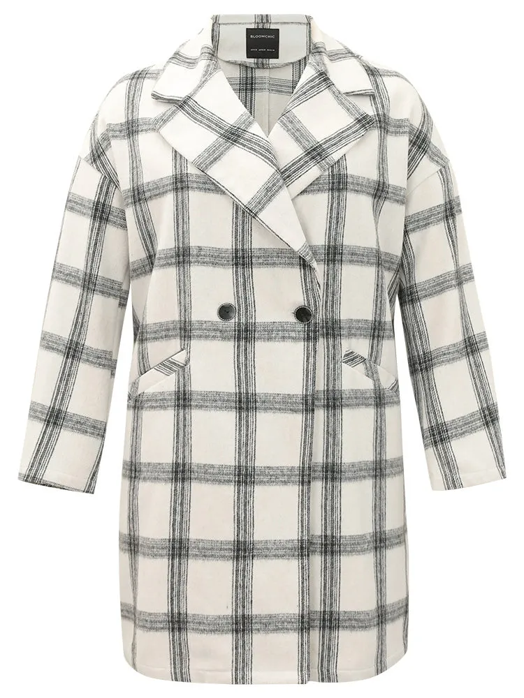 Plaid Lapel Collar Button Up Coat