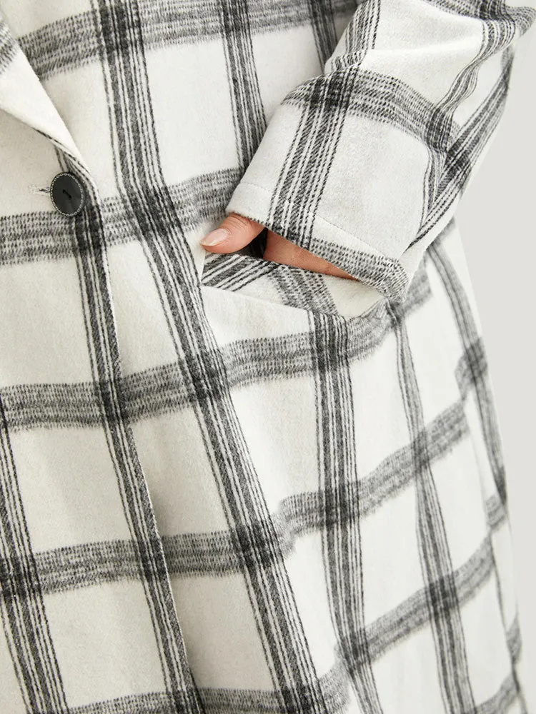 Plaid Lapel Collar Button Up Coat