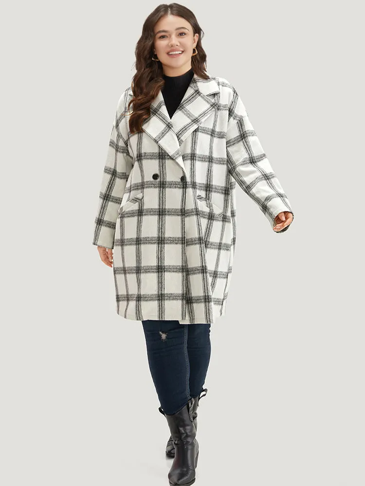 Plaid Lapel Collar Button Up Coat