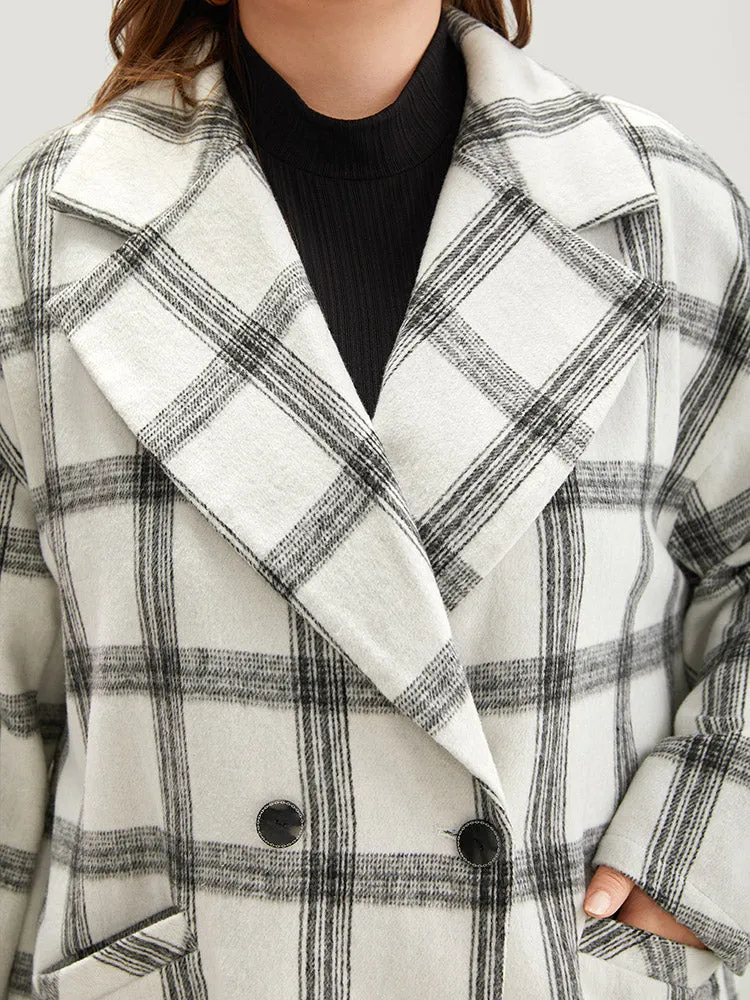 Plaid Lapel Collar Button Up Coat