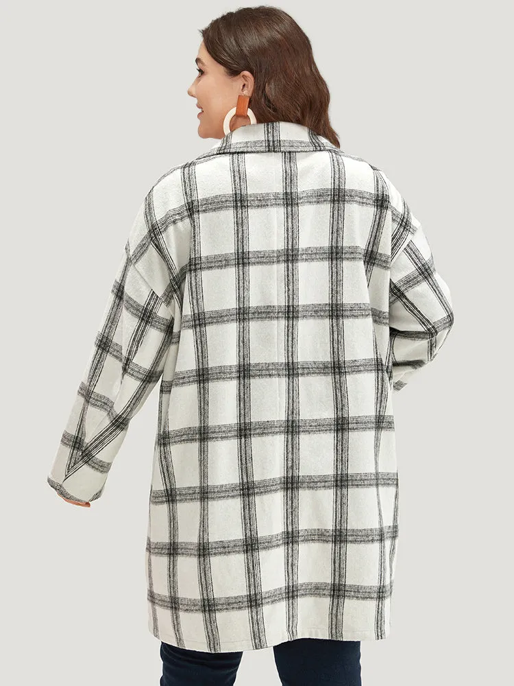 Plaid Lapel Collar Button Up Coat