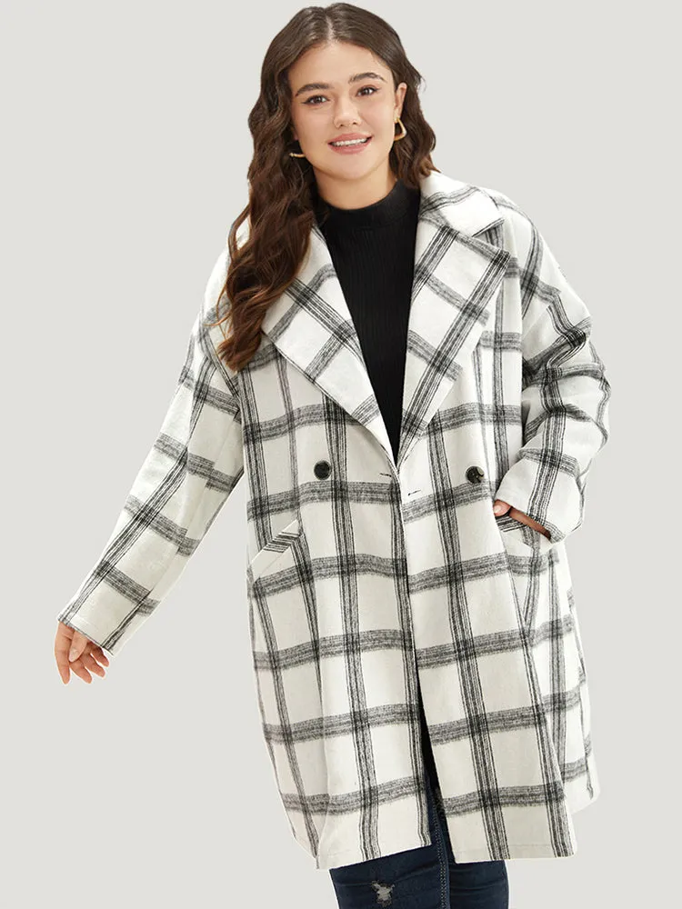 Plaid Lapel Collar Button Up Coat