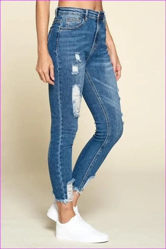 Raw Ripped Medium Wash Jeans