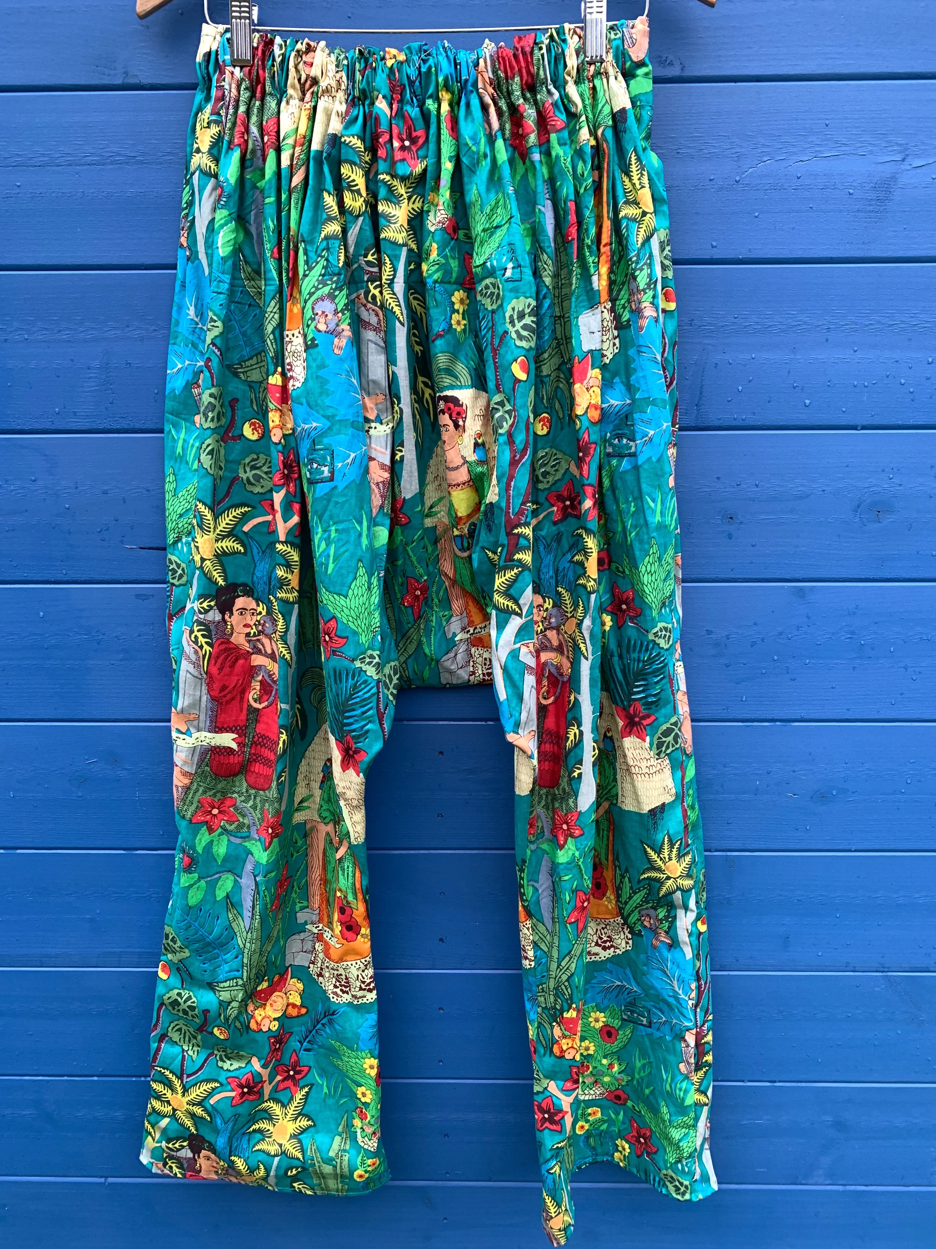 Ready to Ship Frida Kahlo Turquoise Harem Pants