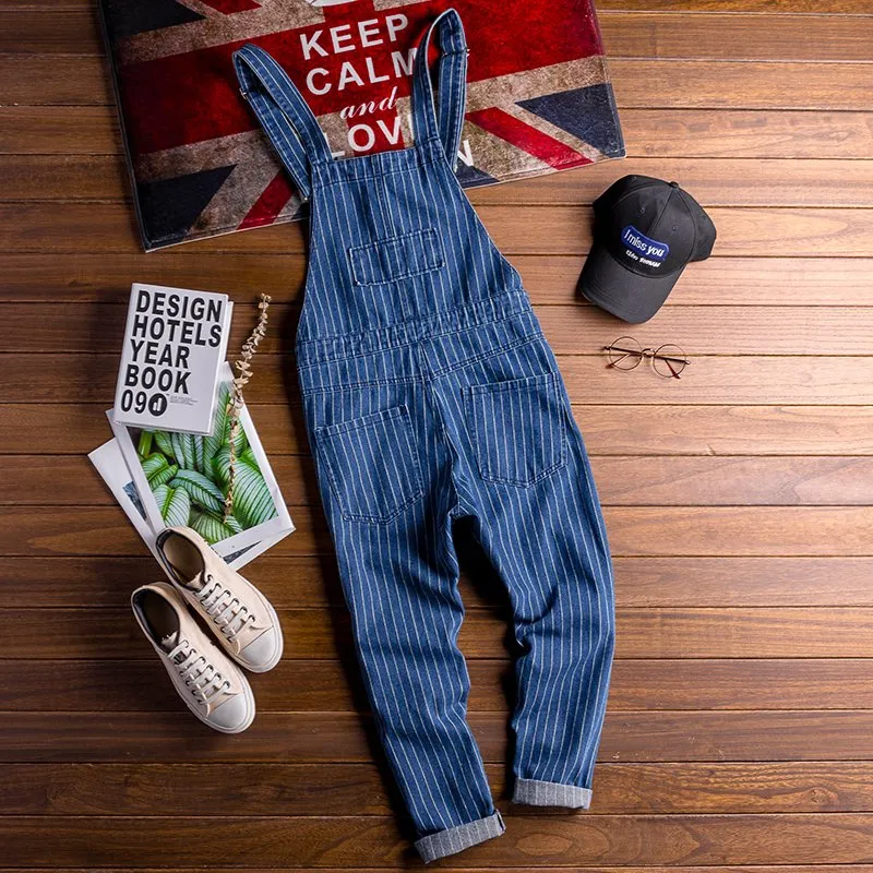 Retro Denim Casual Multi-Pocket Jumpsuits Overall