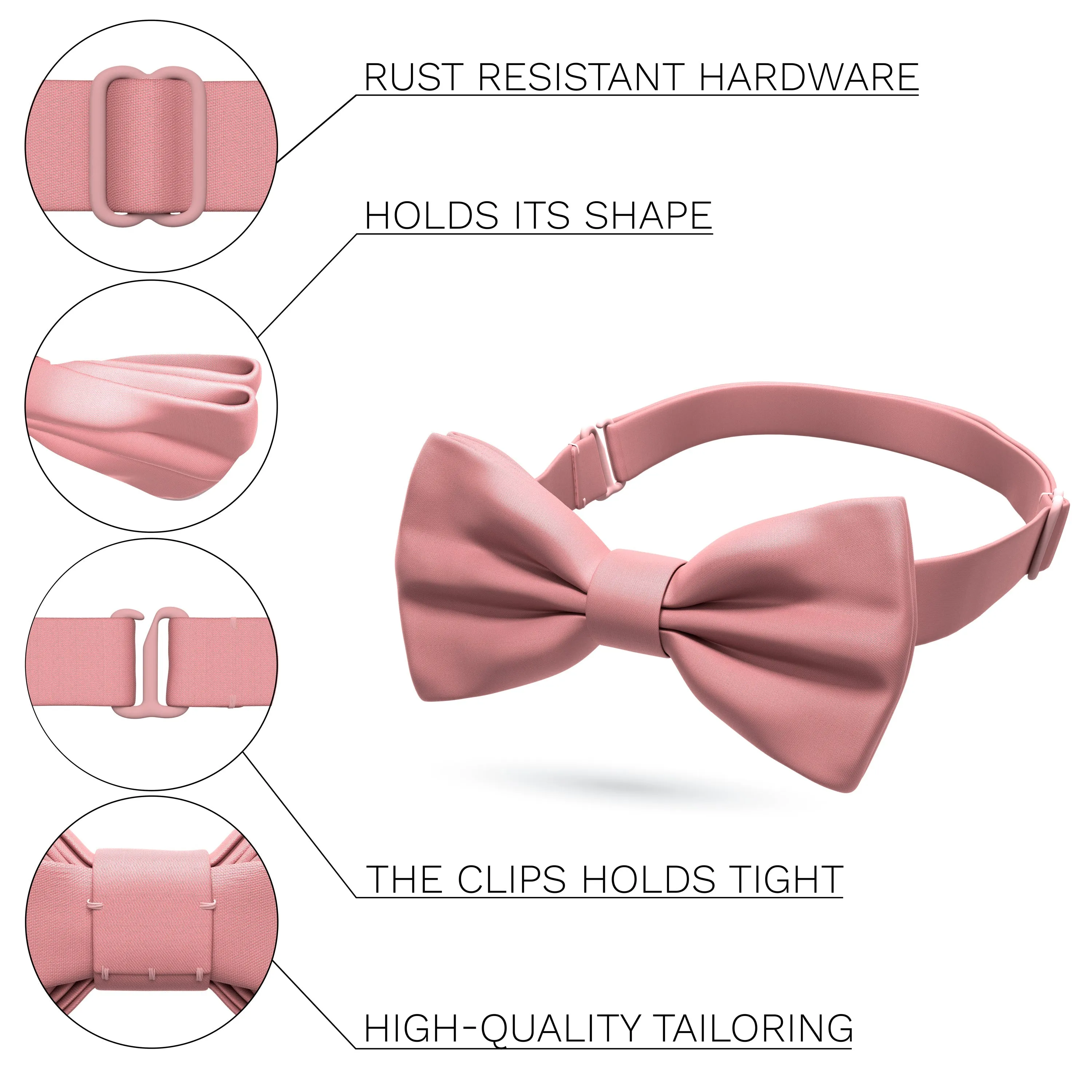 Satin Dusty Rose Bow Tie