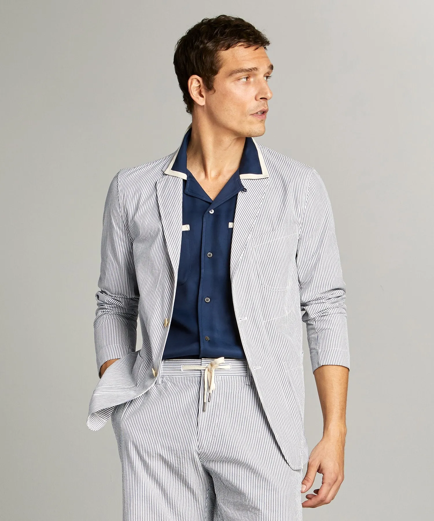 Seersucker Traveler Suit in Blue