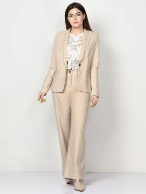 Shimmer Striped Formal Coat - Beige