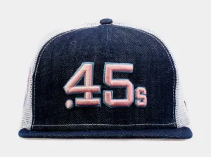 Shoe Palace Exclusive Denim Trucker Houston Colt .45s Fifty Mens Snapback Hat (Blue/Pink)