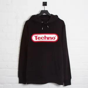 Super Techno Front Print - Hood - Black